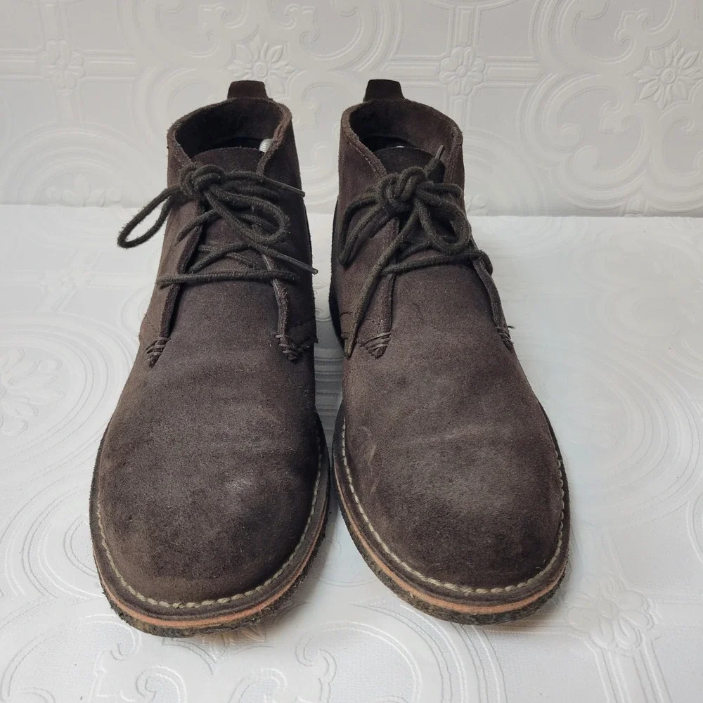 LL Bean Suede Leather Mid Lace Up Boots Gum Sole‎ Size 10 Brown Preppy Classic